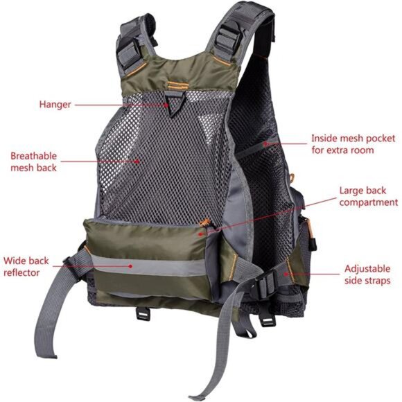 Strap Fishing Vest Adjustable for Men and Women, for Fly Bass Fishing - Picture 4 of 7